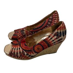 Faded Glory Espadrille 3.75" Wedge Women's Sandal High Cork Heel Size 9